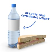 3D illustration of a bottle of water ans half a sandwich